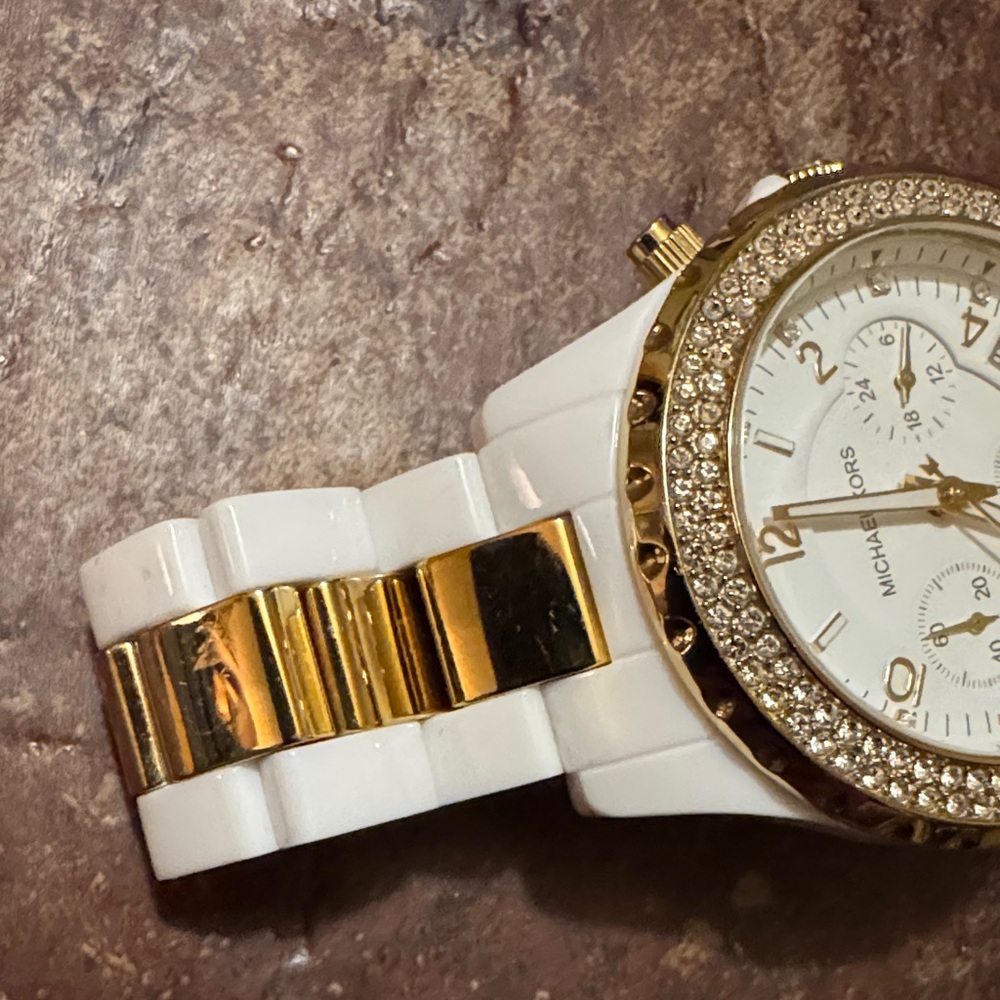 Used Michael Kors White and Gold Watch - Picture 4 of 8